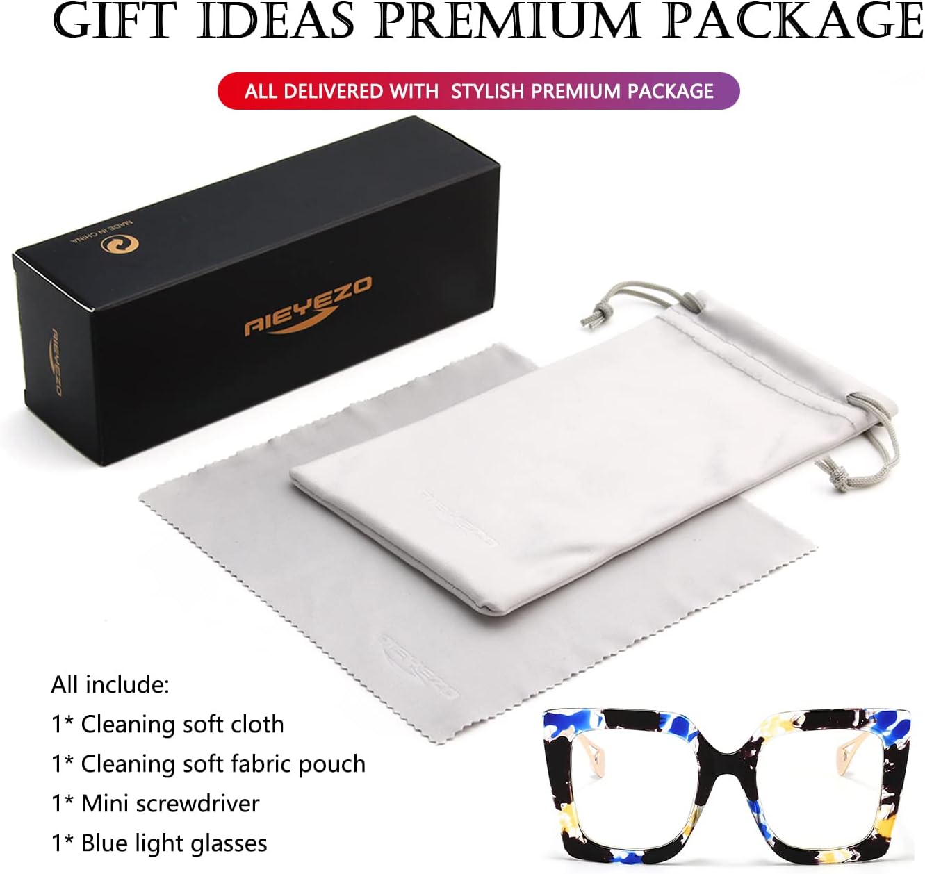 Oversized Blue Light Glasses for Women, Anti Fatigue Prevent Headache Computer Eyeglasses, Flower
