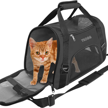 Soft-Sided Pet Travel Carrier for Cats Dogs Puppy Comfort Portable Foldable Pet Bag (Small - Black)