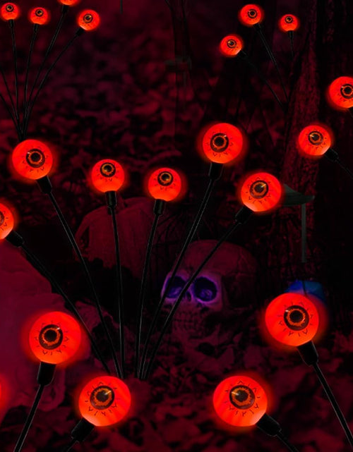 Load image into Gallery viewer, 2PACKS 12LED Green Eyeball Swaying Firefly Lights,Waterproof Solar Halloween Path Lights
