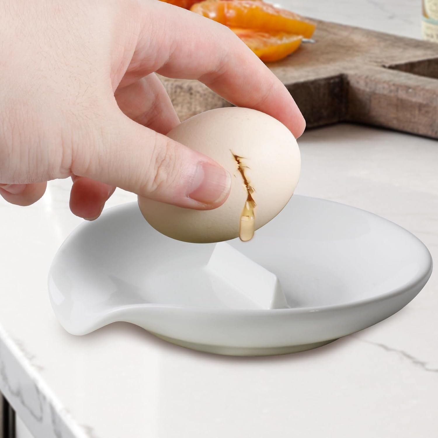 Egg Cracker & Spoon Holder, Spoon Rest for Kitchen, Ceramic Spoon Holder for Stove Top, Cooking Spoon Holder,Heat Resistant Utensil