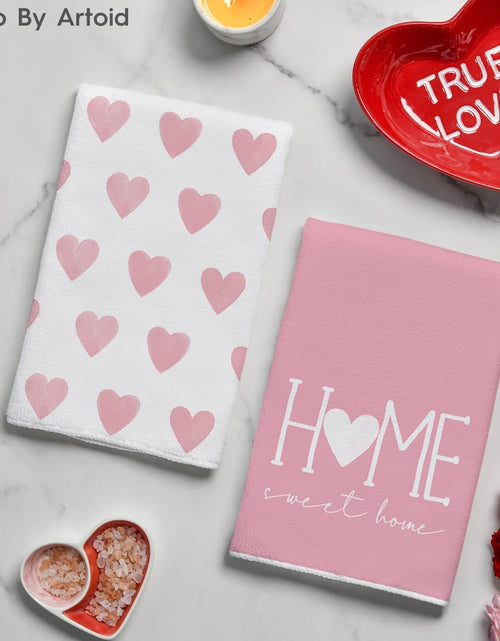 Load image into Gallery viewer, 18x26 Inch Pink Heart Love Home Sweet Home Valentine&#39;s Day Kitchen Towels Dish Towels
