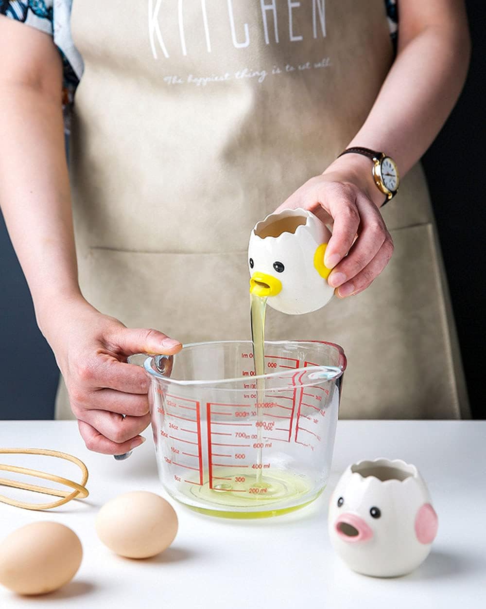 Cute Egg Separator, Ceramics Vomiting Chicken Egg Yolk White Separator