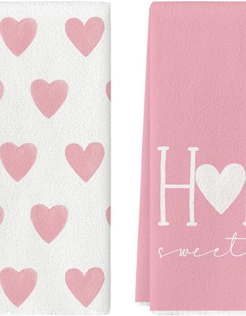 Load image into Gallery viewer, 18x26 Inch Pink Heart Love Home Sweet Home Valentine&#39;s Day Kitchen Towels Dish Towels
