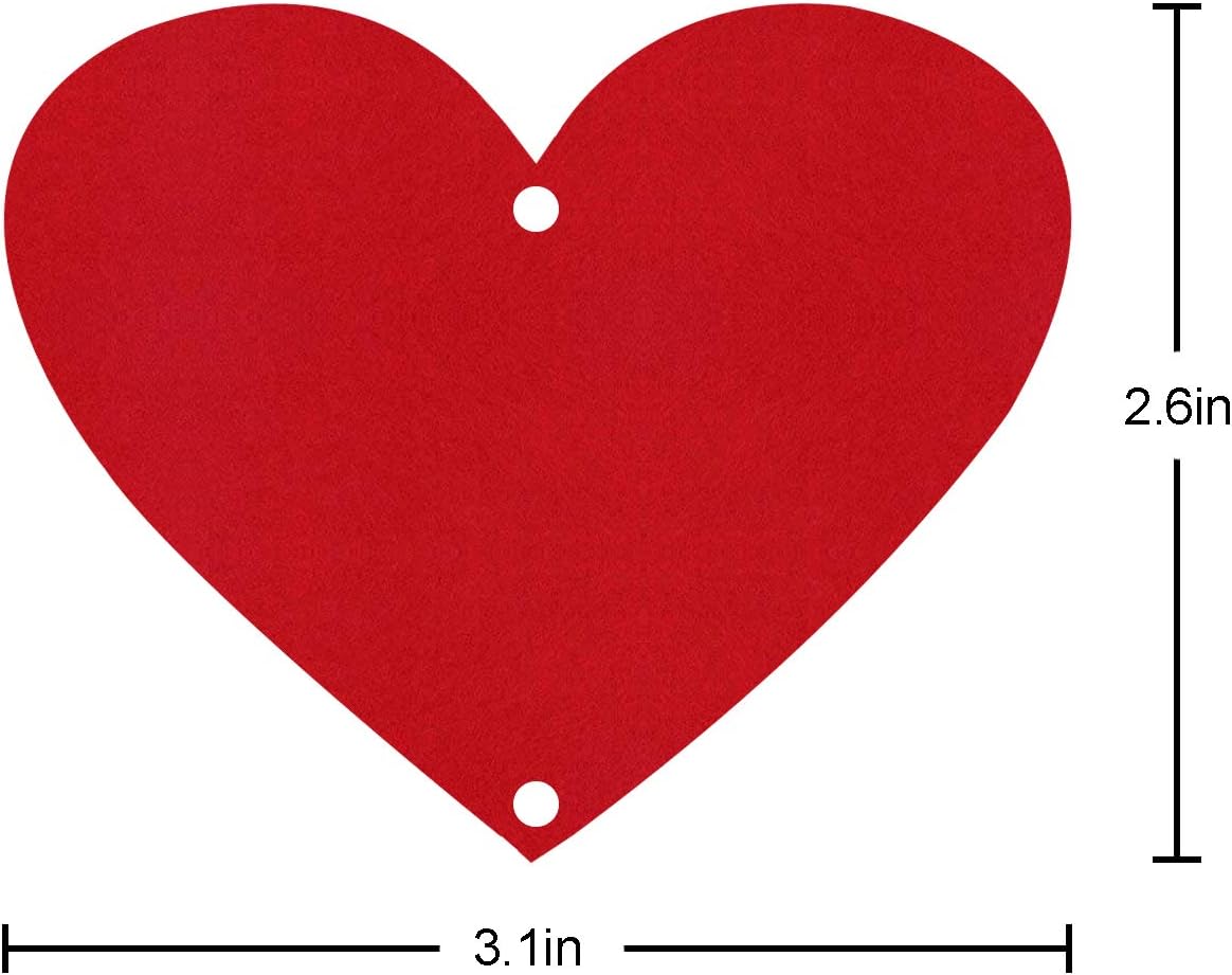 72 Red Hearts Felt Garland - NO DIY - Valentines Day Red Heart Hanging String Garland