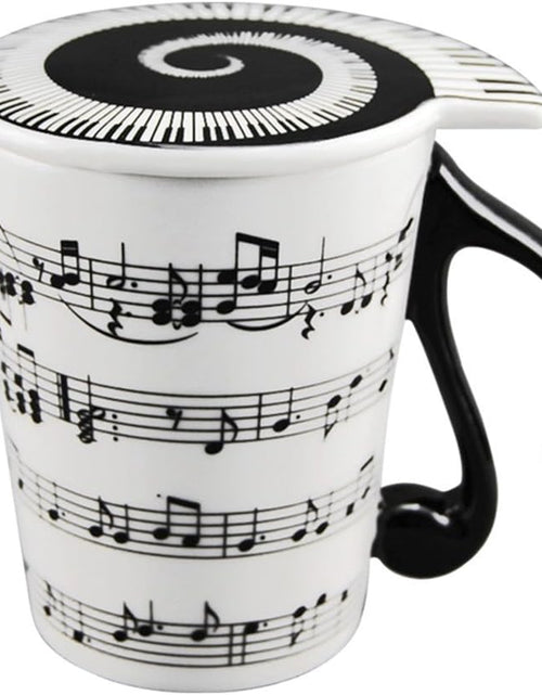 Load image into Gallery viewer, Creative Ceramic Musician Coffee Mug Tea Cup with Lid Staves
