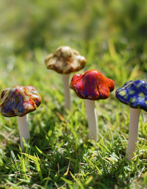 Load image into Gallery viewer, 4pcs  Ceramic Mushroom for Garden, Yard, Fairy Garden - Lawn Ornament
