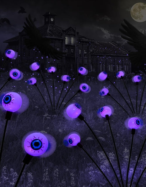 Load image into Gallery viewer, 2PACKS 12LED Green Eyeball Swaying Firefly Lights,Waterproof Solar Halloween Path Lights
