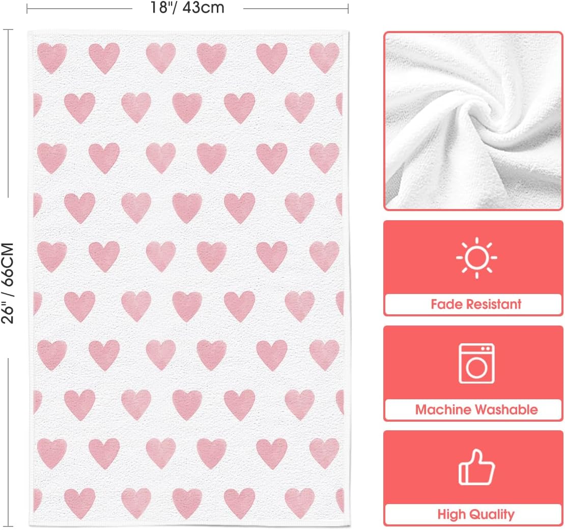 18x26 Inch Pink Heart Love Home Sweet Home Valentine's Day Kitchen Towels Dish Towels