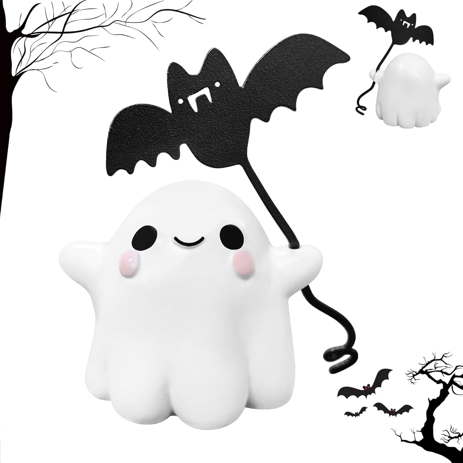 Halloween Ghost Figurine-Spooky & Cute Ghost Statue for Home, Desk, Party Decor