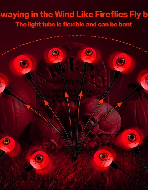 Load image into Gallery viewer, 2PACKS 12LED Green Eyeball Swaying Firefly Lights,Waterproof Solar Halloween Path Lights
