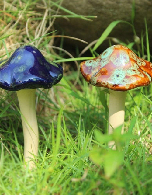 Load image into Gallery viewer, 4pcs  Ceramic Mushroom for Garden, Yard, Fairy Garden - Lawn Ornament
