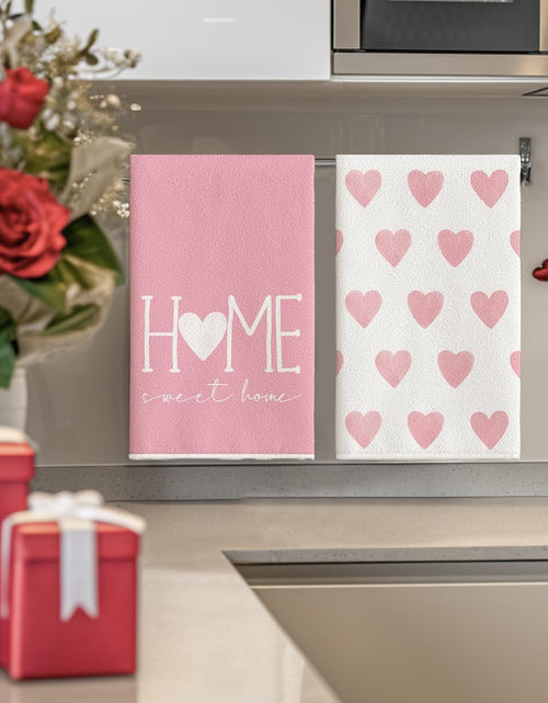 Load image into Gallery viewer, 18x26 Inch Pink Heart Love Home Sweet Home Valentine&#39;s Day Kitchen Towels Dish Towels
