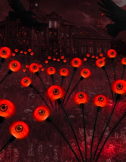Load image into Gallery viewer, 2PACKS 12LED Green Eyeball Swaying Firefly Lights,Waterproof Solar Halloween Path Lights
