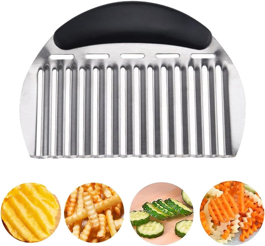 Crinkle Cutter for Veggies Potatoes, Stainless Steel Wave Knife, Kitchen Crinkle Cutter