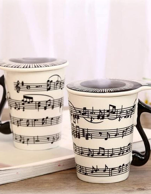Load image into Gallery viewer, Creative Ceramic Musician Coffee Mug Tea Cup with Lid Staves
