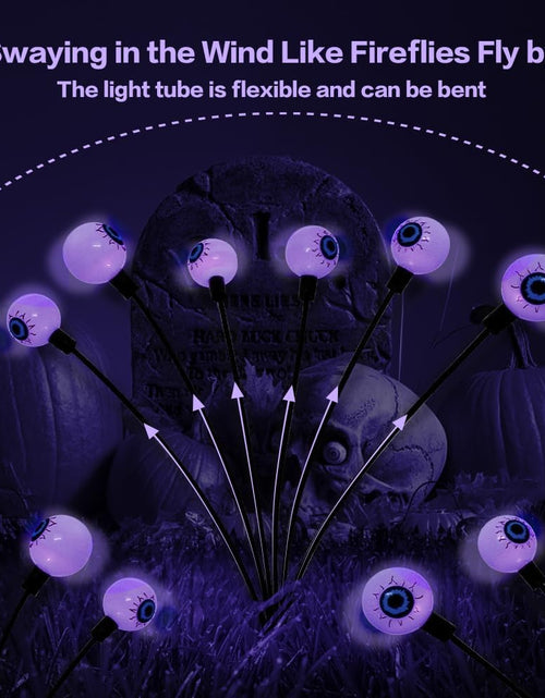 Load image into Gallery viewer, 2PACKS 12LED Green Eyeball Swaying Firefly Lights,Waterproof Solar Halloween Path Lights
