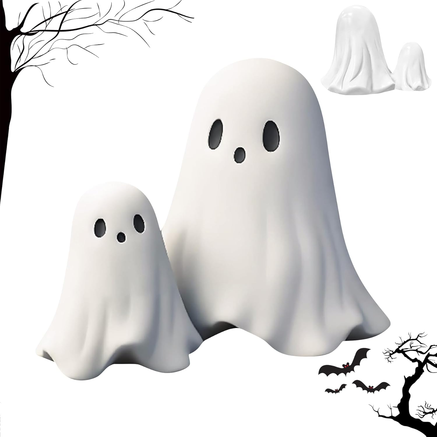 Halloween Ghost Figurine-Spooky & Cute Ghost Statue for Home, Desk, Party Decor