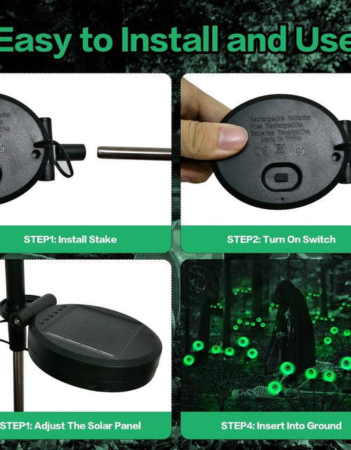 Load image into Gallery viewer, 2PACKS 12LED Green Eyeball Swaying Firefly Lights,Waterproof Solar Halloween Path Lights
