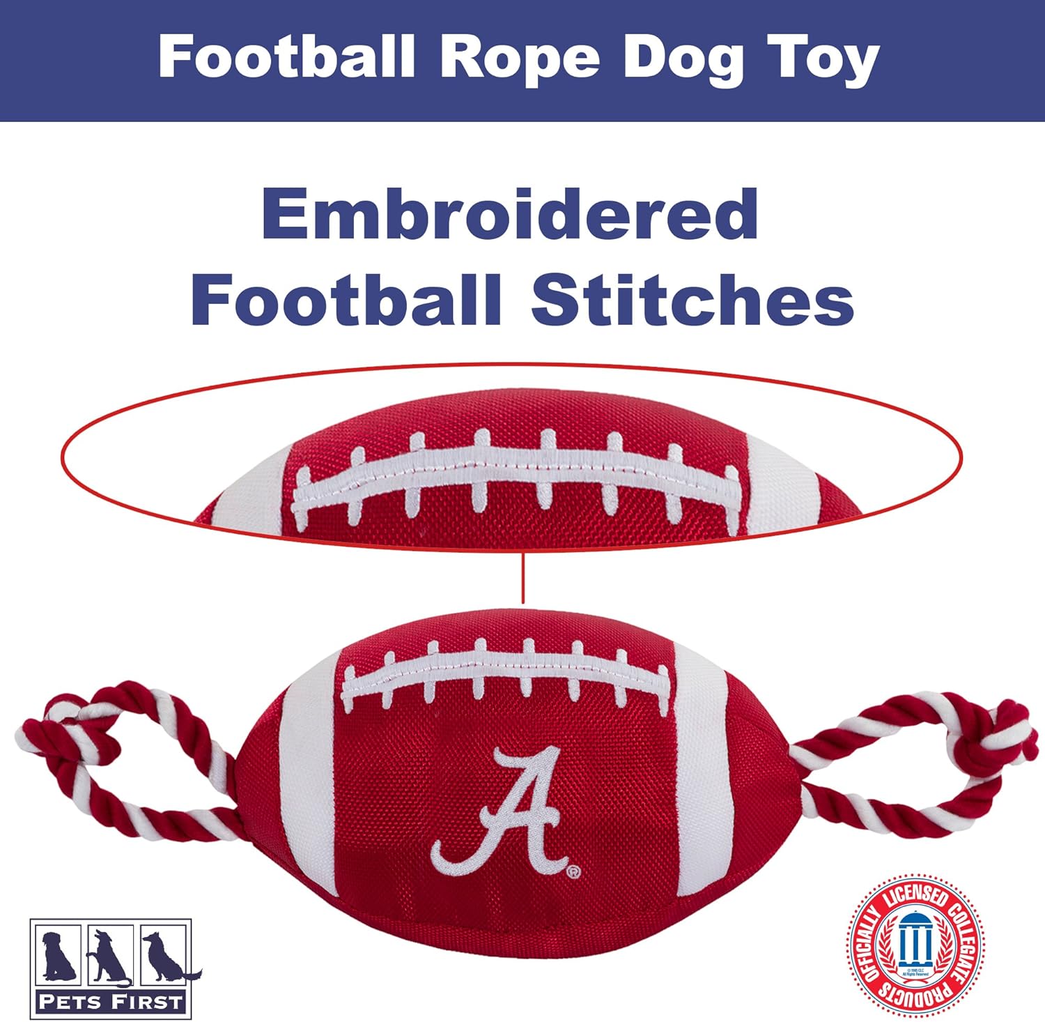NCAA Alabama Crimson Tide Football Dog Toy, Tough Quality Nylon Materials
