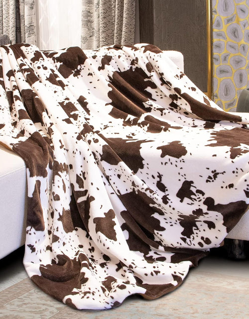 Load image into Gallery viewer, Cow Print Blanket Soft Fleece Flannel Cozy Cute Blankets Warm Plush Lightweight Throw All-Season, White Cow Throw
