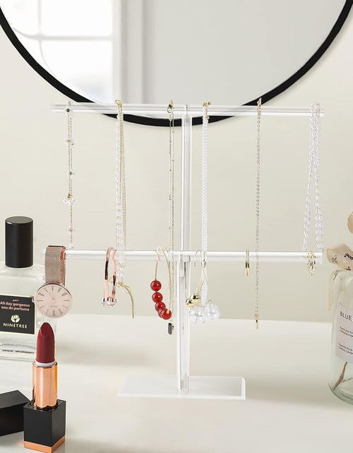 Load image into Gallery viewer, Acrylic Jewelry Stand Necklace Holder, Clear 2-Tier Tower Stand for Bangles, Necklaces, Bracelets
