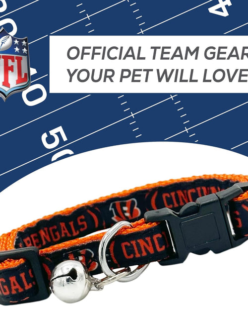 Load image into Gallery viewer, CAT Collar Cincinnati Bengals Satin Football Team Collar for Dogs &amp; Cats. A Shiny &amp; Colorful Cat Collar with Ringing Bell Pendant
