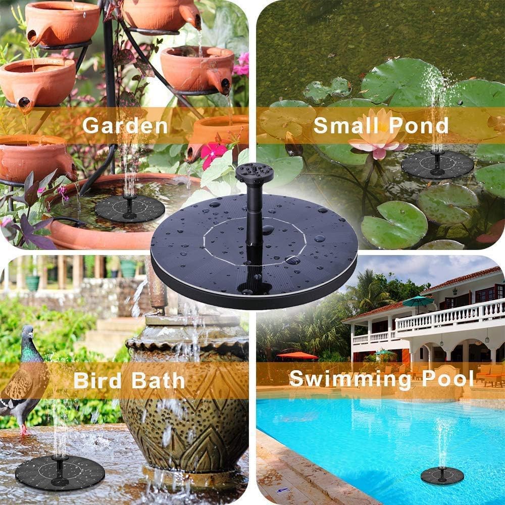 New Upgraded Mini Solar Powered Fountain Pump 1.5W Free Standing Solar Panel Kit
