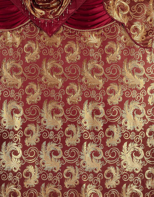 Load image into Gallery viewer, Jacquard Luxury Window 1 Panel Set Burgundy Curtain with Attached Valance and Backing , 110x84 inches Each

