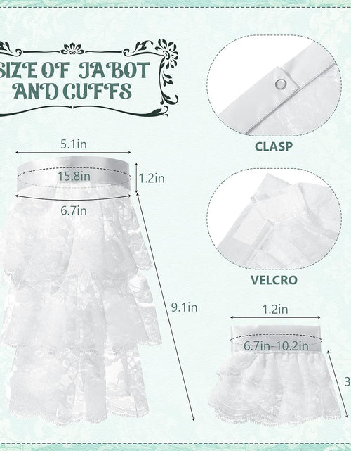Load image into Gallery viewer, 2 Pieces Victorian Lace Jabot and Cuffs Set Pirate Costume Colonial Lace Collar Fake Sleeve Steampunk
