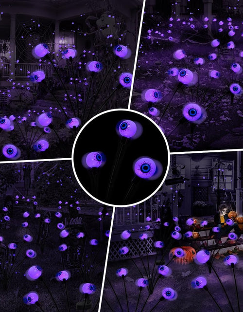 Load image into Gallery viewer, 2PACKS 12LED Green Eyeball Swaying Firefly Lights,Waterproof Solar Halloween Path Lights
