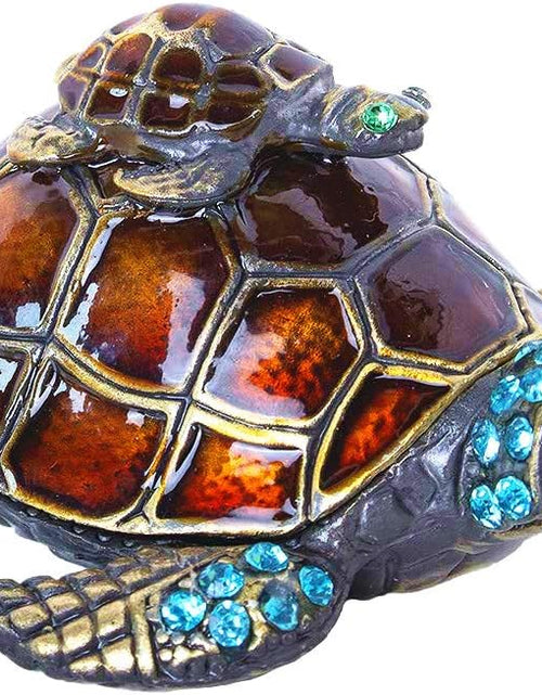 Load image into Gallery viewer, Mother and Baby Turtle Figurines Jewelry Trinket Boxes  Collectibles
