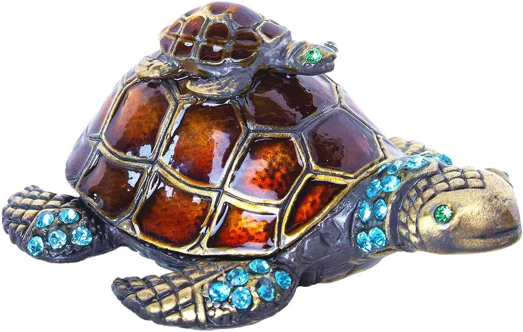 Mother and Baby Turtle Figurines Jewelry Trinket Boxes  Collectibles
