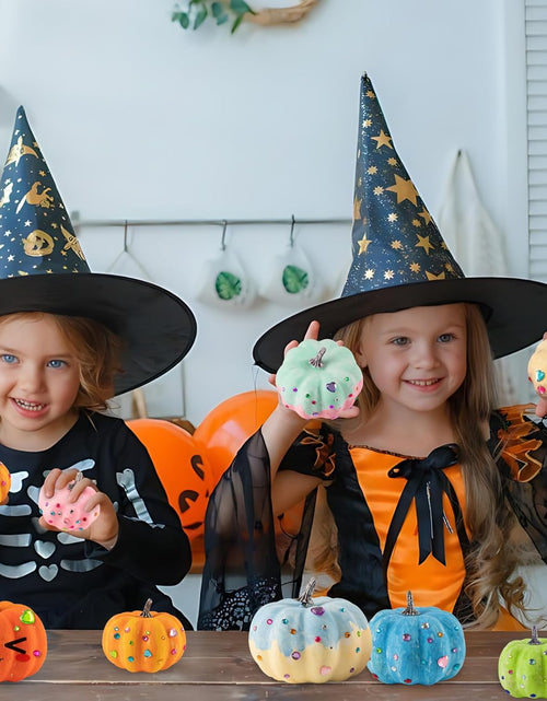 Load image into Gallery viewer, 12 Pcs, Foam Fake Pumpkins DIY Painting Kits with Stickers  Halloween Autumn Thanksgiving Decor

