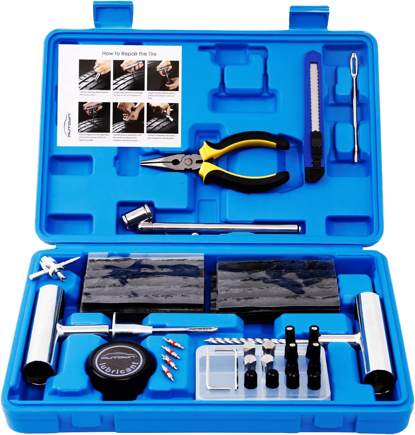 68pcs Heavy Duty Tire Plug Kit, Universal Tire Repair Tools