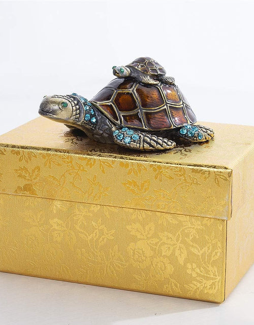 Load image into Gallery viewer, Mother and Baby Turtle Figurines Jewelry Trinket Boxes  Collectibles
