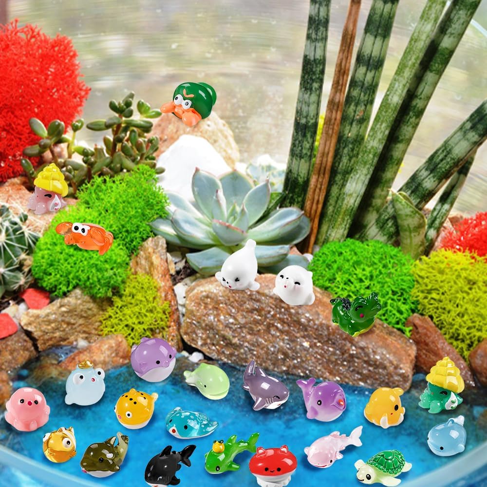36pcs Mini Ocean Resin Animals Tiny Sea Animals Figurines  Aquarium Ornaments Decorations