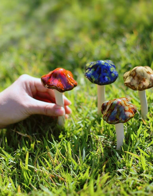 Load image into Gallery viewer, 4pcs  Ceramic Mushroom for Garden, Yard, Fairy Garden - Lawn Ornament
