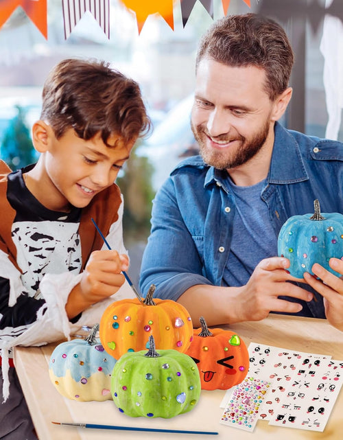 Load image into Gallery viewer, 12 Pcs, Foam Fake Pumpkins DIY Painting Kits with Stickers  Halloween Autumn Thanksgiving Decor
