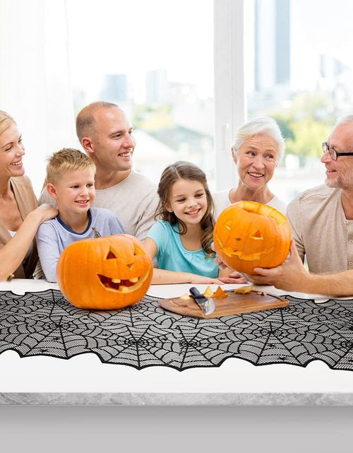Load image into Gallery viewer, Black Lace Spider Web Table Runners for Halloween Decor/Party 18 x 72Inch
