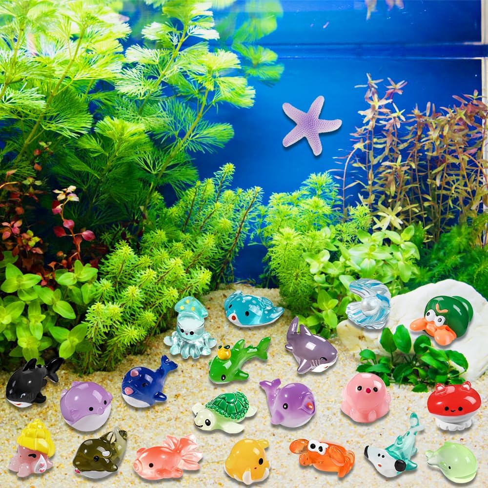 36pcs Mini Ocean Resin Animals Tiny Sea Animals Figurines  Aquarium Ornaments Decorations