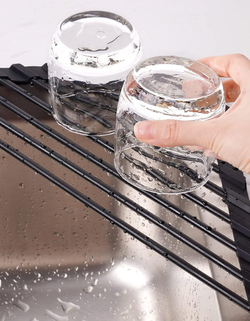 Load image into Gallery viewer, Triangle Roll-Up Dish Drying Rack with Silicone Coating Stainless Steel Frame
