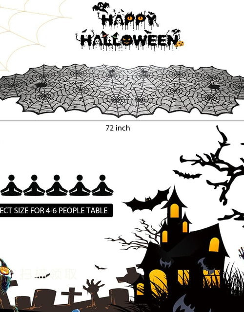 Load image into Gallery viewer, Black Lace Spider Web Table Runners for Halloween Decor/Party 18 x 72Inch
