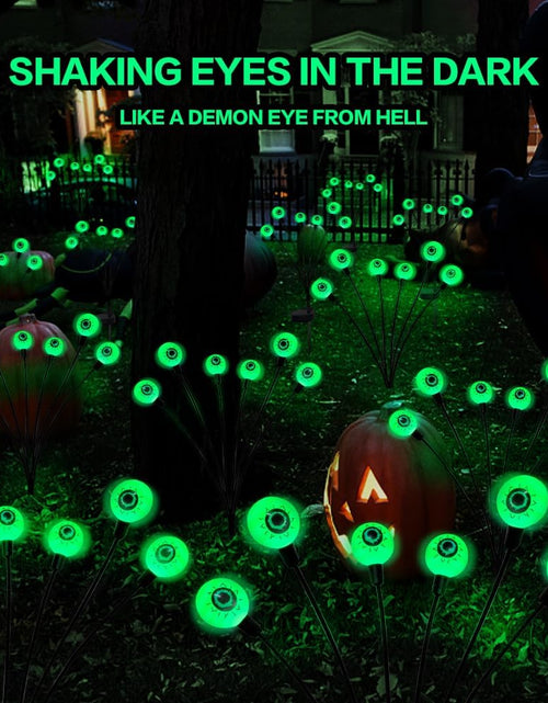 Load image into Gallery viewer, 2PACKS 12LED Green Eyeball Swaying Firefly Lights,Waterproof Solar Halloween Path Lights
