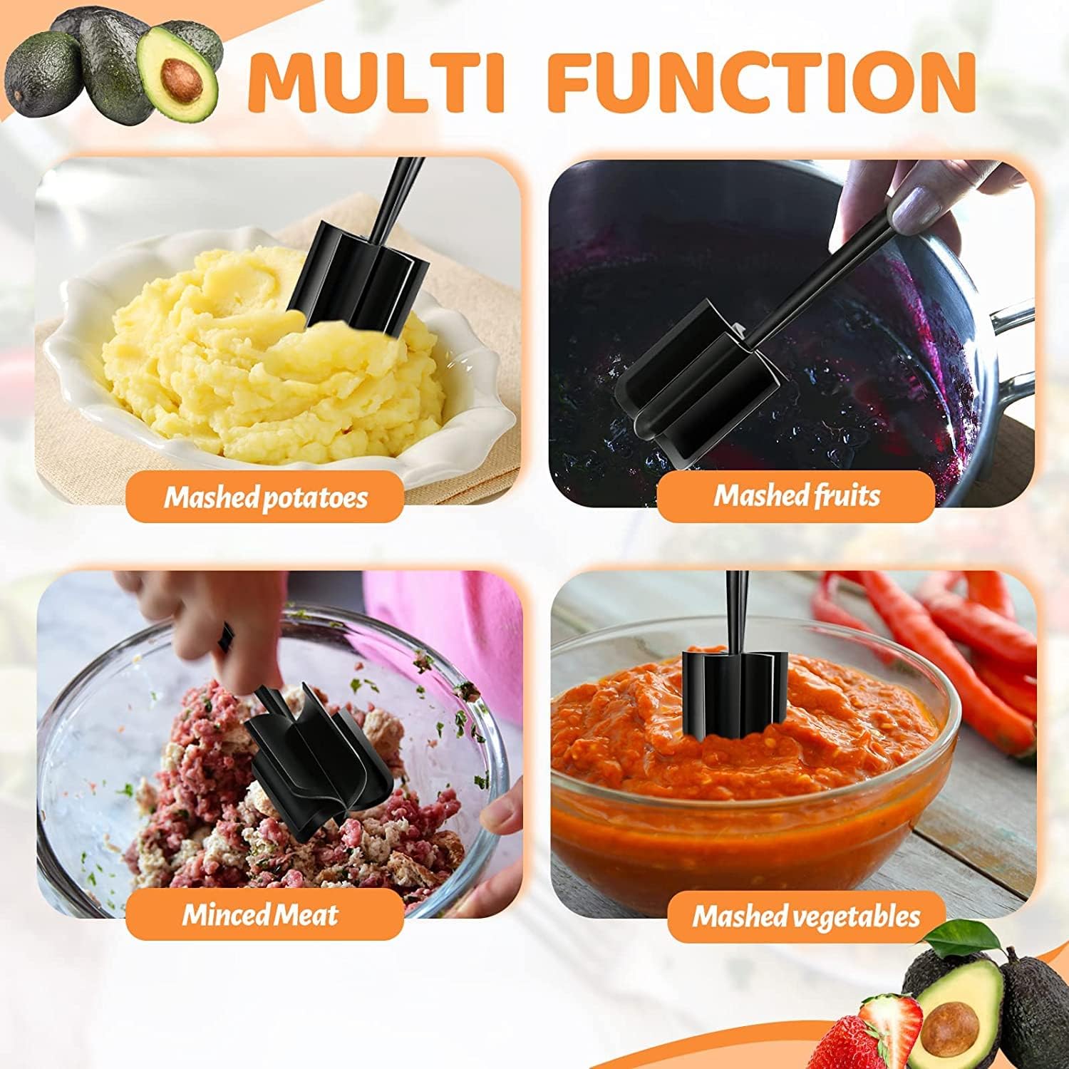 Meat Chopper, Hamburger Chopper, Potato Masher  Kitchen Tools And Gadgets, Safe For Non-Stick Cookware