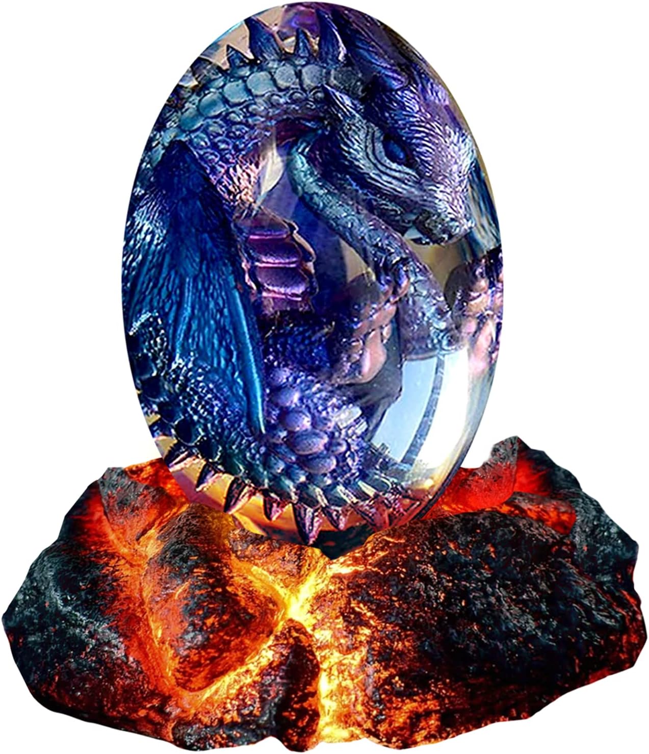 Lava Dragon Egg with Luminous Base, Handmade Sculpture Resin Ornaments, Gift