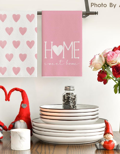 Load image into Gallery viewer, 18x26 Inch Pink Heart Love Home Sweet Home Valentine&#39;s Day Kitchen Towels Dish Towels
