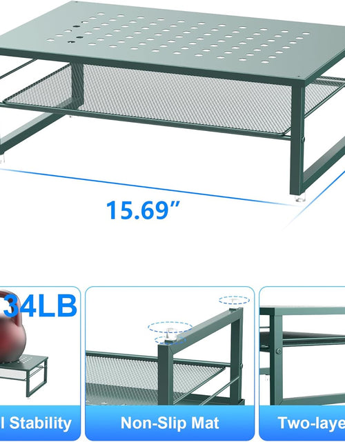 Load image into Gallery viewer, 2-Tier Metal Monitor Stand Riser, Desk Organizer for Office Supplies
