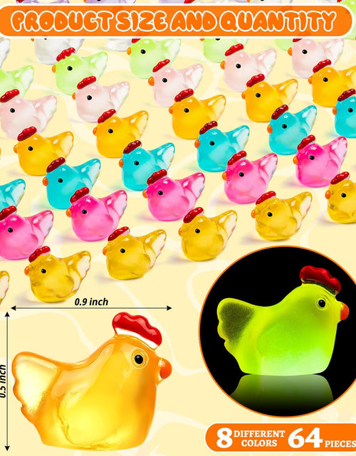 Load image into Gallery viewer, 64PCS Luminous Mini Chicken Figurines Resin Miniature Animals
