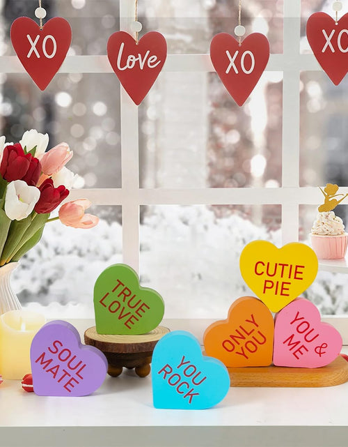 Load image into Gallery viewer, 6PCS Double-sided Wooden Valentines Day Decoration
