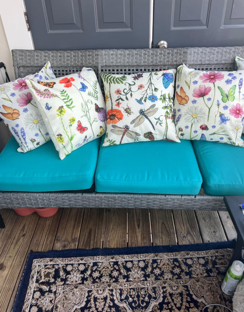 Load image into Gallery viewer, Outdoor Patio Throw Pillow Covers Spring Summer Garden Flowers Farmhouse Decor, 18x18 Set of 4
